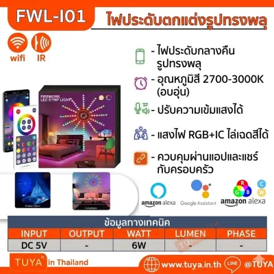 FWL-I01 ไฟประดับตกแต่งรูปทรงพลุ RGB+IC WIFI DC5V