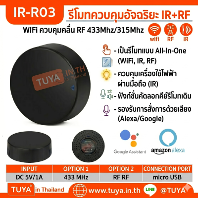 IR-R03 รีโมทคอนโทรลครอบจักรวาลไร้สาย 2.4G WIFI รองรับ RF 433MHz/315MHz