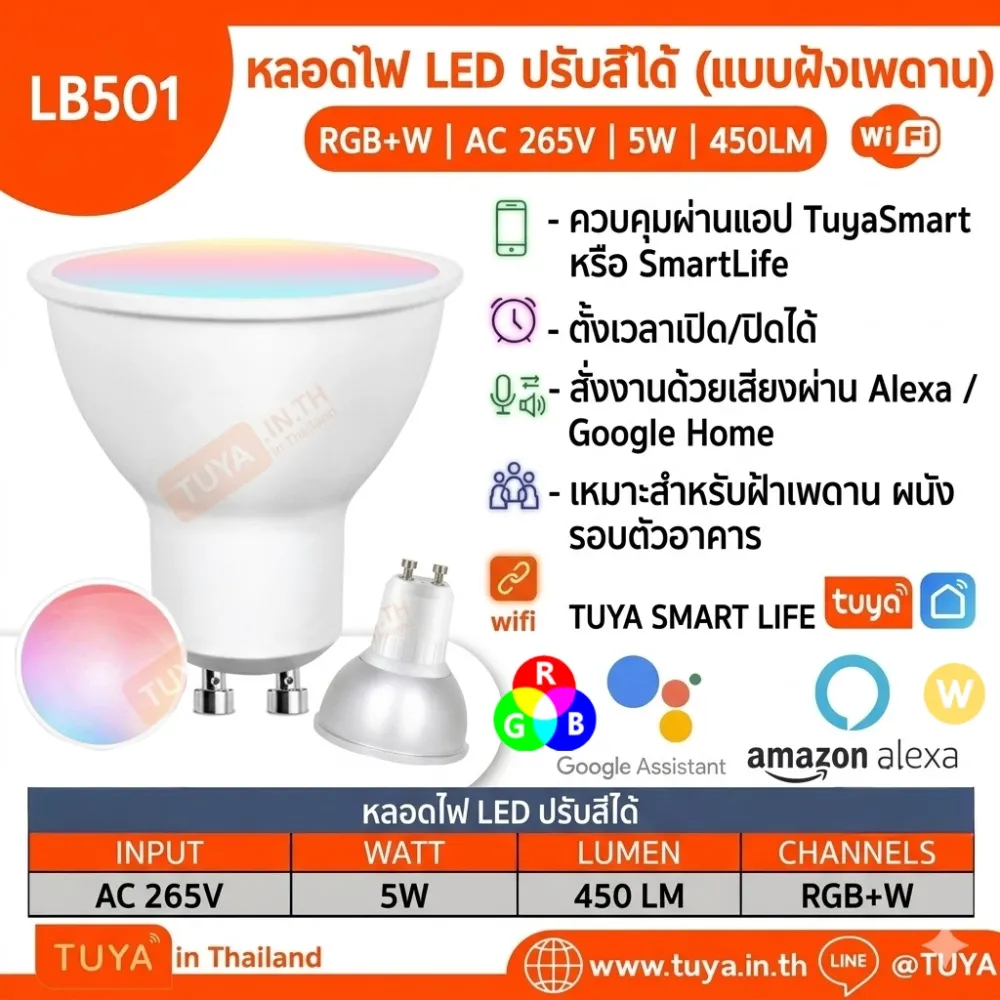 LB501 หลอดไฟ LED ปรับสีได้ (แบบฝังเพดาน)