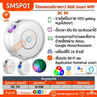 SMSP01 โปรเจคเตอร์ฉายดาวและแสงเลเซอร์เขียวบนฝ้าเพดาน WIFI RGB 12V สีขาว