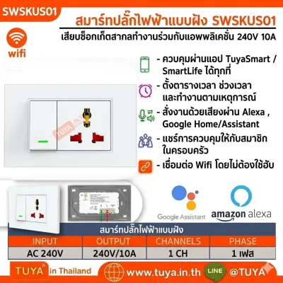 SWSK-US01 สมาร์ทปลั๊กไฟฟ้า WIFI เสียบสวิตช์ซ็อกเก็ตสากลทำงานร่วมกับแอพพลิเคชั่น