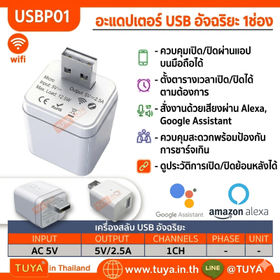USBP01  อะแดปเตอร์ไมโคร USB อัจฉริยะ  WIFI Mini USB Tuya