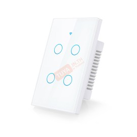 ZSWUS-B04 สวิตซ์ไฟฟ้าแบบปุ่มทัช 4ปุ่ม ขนาดUS สีขาว LL LN Zigbee (US) แนวยาว